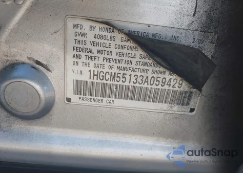 2003 Honda Accord 2.4 Dx from USA, damaged, VIN 1HGCM55133A059429